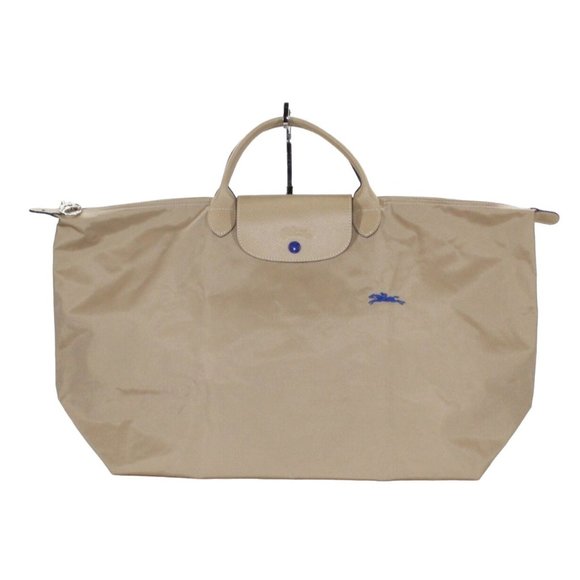 Longchamp Handbags - Longchamp Tan Canvas Leather Handle Weekender Duffle Travel Tote Bag